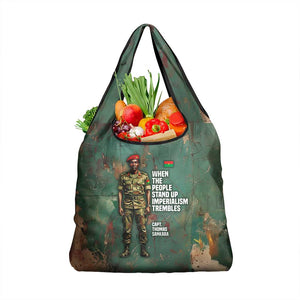 Burkina Faso Thomas Sankara Grocery Bag with Military Stance and Anti-Imperialist Quote Tribute Design - African Pride