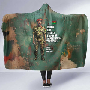 Burkina Faso Thomas Sankara Hooded Blanket with Military Stance and Anti-Imperialist Quote Tribute Design - African Pride