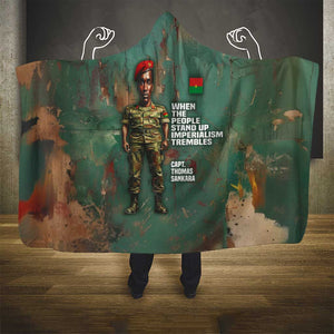 Burkina Faso Thomas Sankara Hooded Blanket with Military Stance and Anti-Imperialist Quote Tribute Design - African Pride