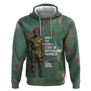 Burkina Faso Thomas Sankara Hoodie with Military Stance and Anti-Imperialist Quote Tribute Design - African Pride