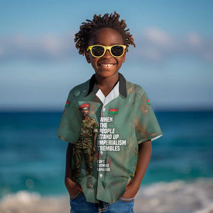 Burkina Faso Thomas Sankara Kid Hawaiian Shirt with Military Stance and Anti-Imperialist Quote Tribute Design - African Pride