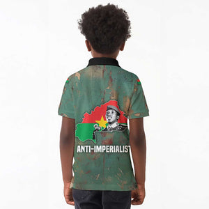 Burkina Faso Thomas Sankara Kid Polo Shirt with Military Stance and Anti-Imperialist Quote Tribute Design - African Pride
