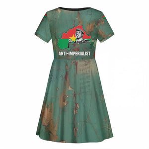 Burkina Faso Thomas Sankara Kid Short Sleeve Dress with Military Stance and Anti-Imperialist Quote Tribute Design - African Pride