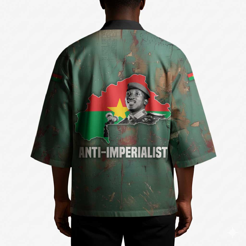 Burkina Faso Thomas Sankara Kimono with Military Stance and Anti-Imperialist Quote Tribute Design - African Pride