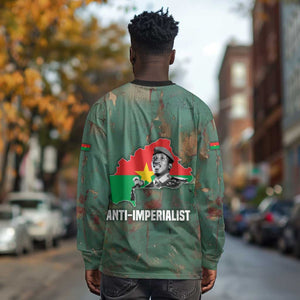 Burkina Faso Thomas Sankara Long Sleeve Shirt with Military Stance and Anti-Imperialist Quote Tribute Design - African Pride