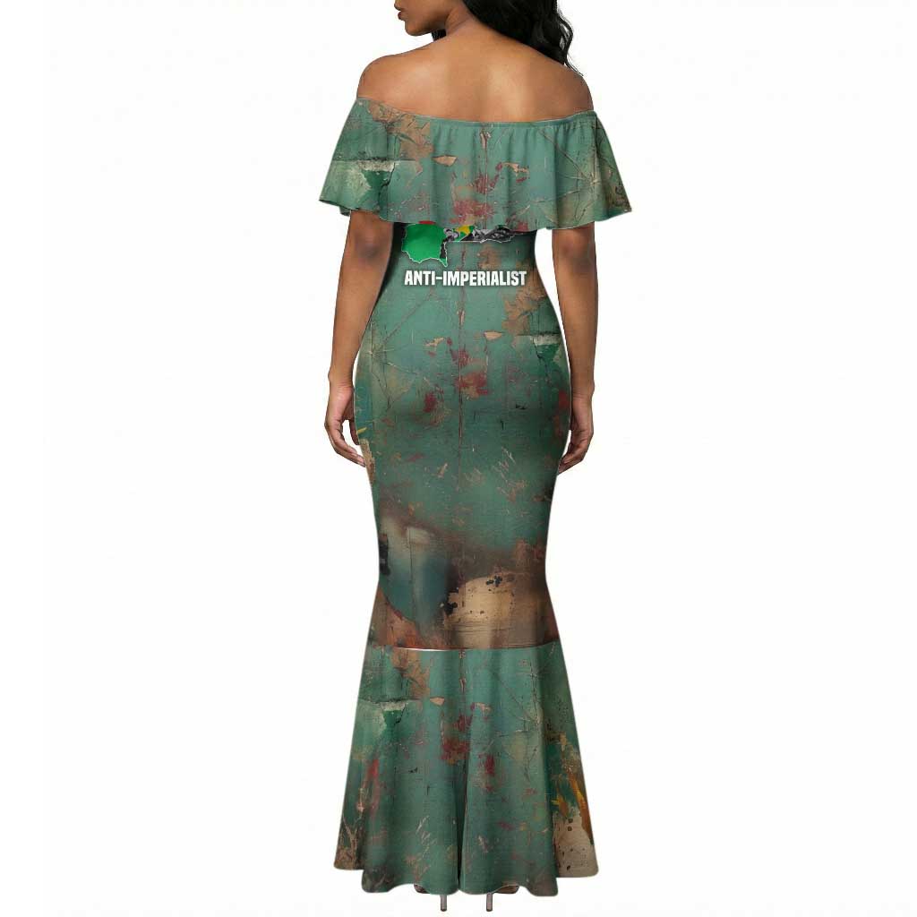 Burkina Faso Thomas Sankara Mermaid Dress with Military Stance and Anti-Imperialist Quote Tribute Design - African Pride