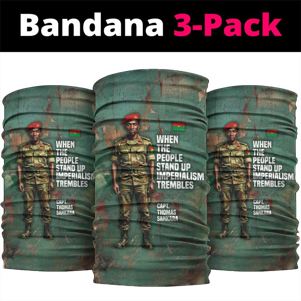 Burkina Faso Thomas Sankara Neck Gaiter with Military Stance and Anti-Imperialist Quote Tribute Design - African Pride