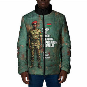 Burkina Faso Thomas Sankara Padded Jacket with Military Stance and Anti-Imperialist Quote Tribute Design - African Pride