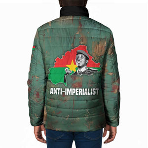 Burkina Faso Thomas Sankara Padded Jacket with Military Stance and Anti-Imperialist Quote Tribute Design - African Pride