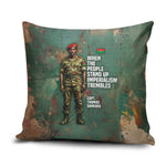 Burkina Faso Thomas Sankara Pillow Cover with Military Stance and Anti-Imperialist Quote Tribute Design - African Pride