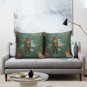 Burkina Faso Thomas Sankara Pillow Cover with Military Stance and Anti-Imperialist Quote Tribute Design - African Pride
