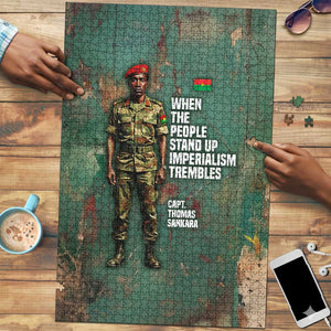 Burkina Faso Thomas Sankara Puzzle with Military Stance and Anti-Imperialist Quote Tribute Design - African Pride