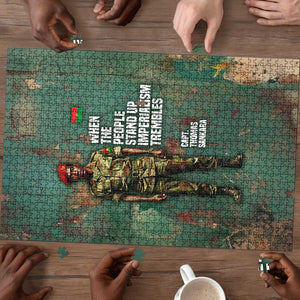Burkina Faso Thomas Sankara Puzzle with Military Stance and Anti-Imperialist Quote Tribute Design - African Pride