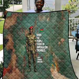 Burkina Faso Thomas Sankara Quilt with Military Stance and Anti-Imperialist Quote Tribute Design - African Pride