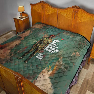 Burkina Faso Thomas Sankara Quilt with Military Stance and Anti-Imperialist Quote Tribute Design - African Pride