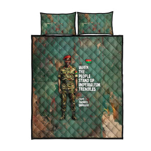Burkina Faso Thomas Sankara Quilt Bed Set with Military Stance and Anti-Imperialist Quote Tribute Design - African Pride
