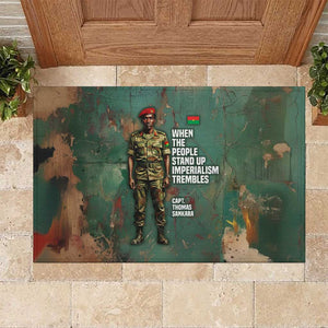Burkina Faso Thomas Sankara Rubber Doormat with Military Stance and Anti-Imperialist Quote Tribute Design - African Pride