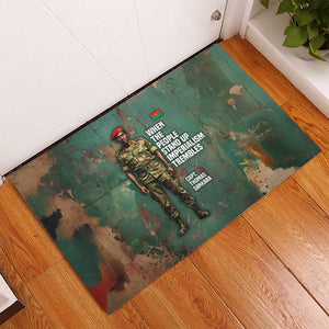 Burkina Faso Thomas Sankara Rubber Doormat with Military Stance and Anti-Imperialist Quote Tribute Design - African Pride
