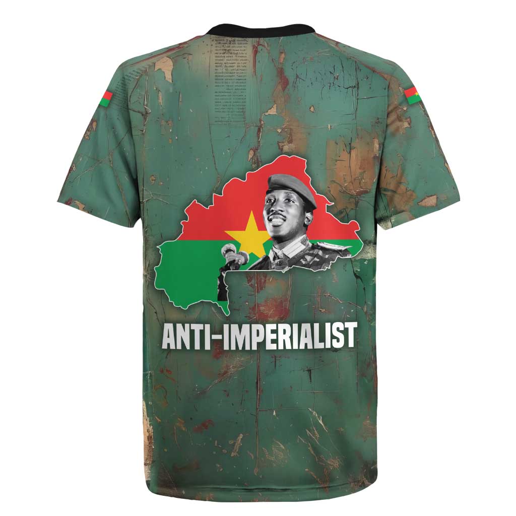 Burkina Faso Thomas Sankara Rugby Jersey with Military Stance and Anti-Imperialist Quote Tribute Design - African Pride