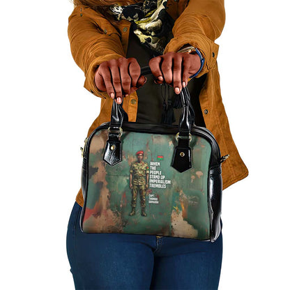 Burkina Faso Thomas Sankara Shoulder Handbag with Military Stance and Anti-Imperialist Quote Tribute Design - African Pride