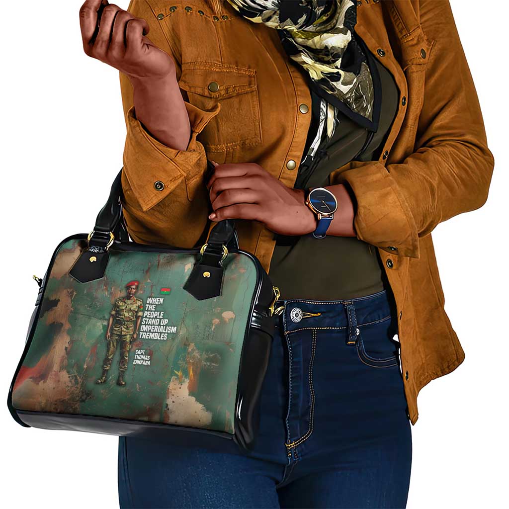 Burkina Faso Thomas Sankara Shoulder Handbag with Military Stance and Anti-Imperialist Quote Tribute Design - African Pride