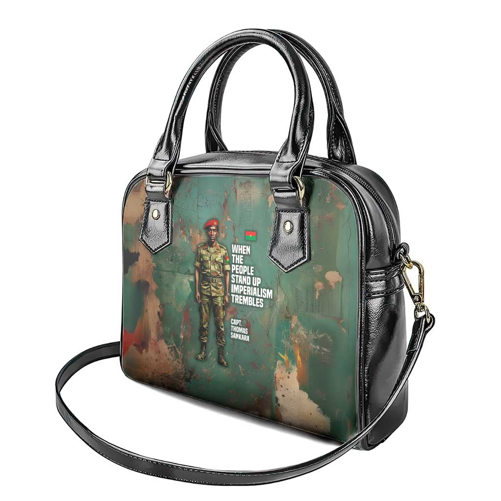 Burkina Faso Thomas Sankara Shoulder Handbag with Military Stance and Anti-Imperialist Quote Tribute Design - African Pride