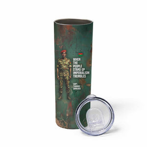 Burkina Faso Thomas Sankara Skinny Tumbler with Military Stance and Anti-Imperialist Quote Tribute Design - African Pride