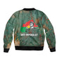 Burkina Faso Thomas Sankara Sleeve Zip Bomber Jacket with Military Stance and Anti-Imperialist Quote Tribute Design - African Pride