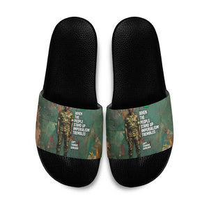 Burkina Faso Thomas Sankara Slide Sandals with Military Stance and Anti-Imperialist Quote Tribute Design - African Pride