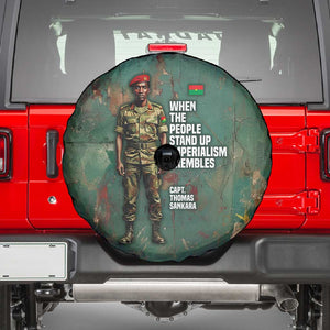 Burkina Faso Thomas Sankara Spare Tire Cover with Military Stance and Anti-Imperialist Quote Tribute Design - African Pride