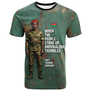 Burkina Faso Thomas Sankara T shirt with Military Stance and Anti-Imperialist Quote Tribute Design - African Pride