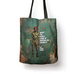 Burkina Faso Thomas Sankara Tote Bag with Military Stance and Anti-Imperialist Quote Tribute Design - African Pride