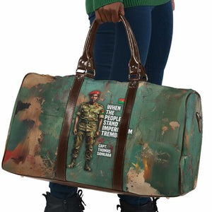 Burkina Faso Thomas Sankara Travel Bag with Military Stance and Anti-Imperialist Quote Tribute Design - African Pride