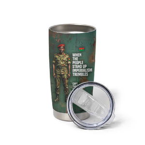 Burkina Faso Thomas Sankara Tumbler Cup with Military Stance and Anti-Imperialist Quote Tribute Design - African Pride