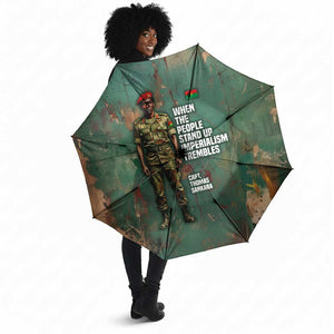 Burkina Faso Thomas Sankara Umbrella with Military Stance and Anti-Imperialist Quote Tribute Design - African Pride