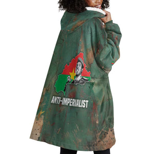 Burkina Faso Thomas Sankara Wearable Blanket Hoodie with Military Stance and Anti-Imperialist Quote Tribute Design - African Pride