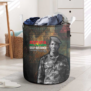 Thomas Sankara Laundry Basket Burkina Faso Africa Self-Reliance Message and Military Portrait - African Pride