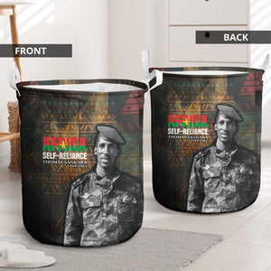 Thomas Sankara Laundry Basket Burkina Faso Africa Self-Reliance Message and Military Portrait - African Pride