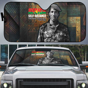 Thomas Sankara Auto Sun Shade Burkina Faso Africa Self-Reliance Message and Military Portrait - African Pride
