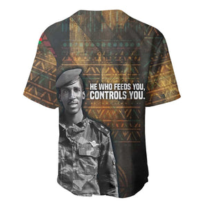 Thomas Sankara Baseball Jersey Burkina Faso Africa Self-Reliance Message and Military Portrait - African Pride