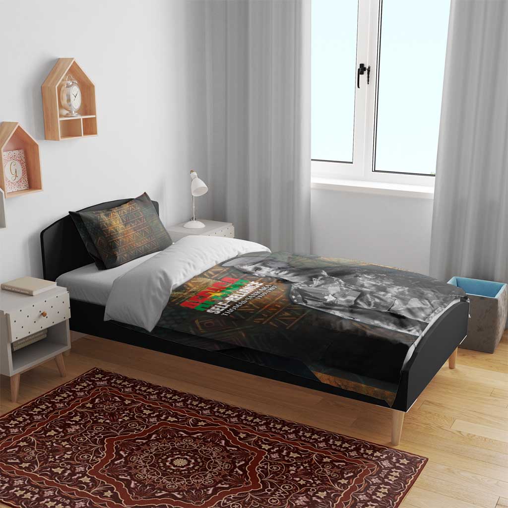 Thomas Sankara Bedding Set Burkina Faso Africa Self-Reliance Message and Military Portrait - African Pride