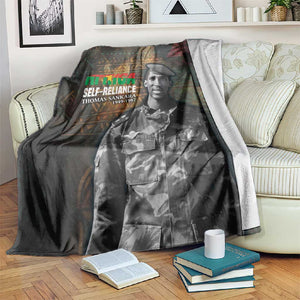 Thomas Sankara Blanket Burkina Faso Africa Self-Reliance Message and Military Portrait - African Pride