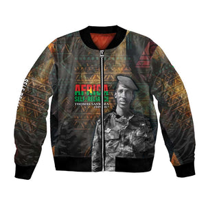 Thomas Sankara Bomber Jacket Burkina Faso Africa Self-Reliance Message and Military Portrait - African Pride