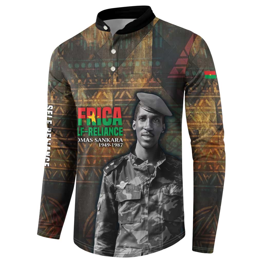 Thomas Sankara Button Sweatshirt Burkina Faso Africa Self-Reliance Message and Military Portrait