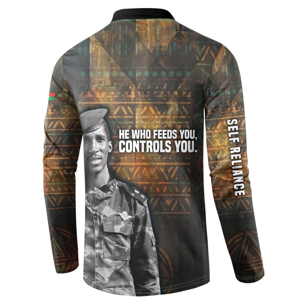Thomas Sankara Button Sweatshirt Burkina Faso Africa Self-Reliance Message and Military Portrait