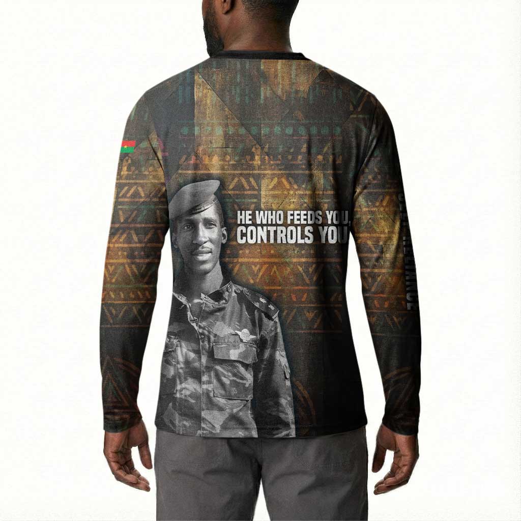 Thomas Sankara Button Sweatshirt Burkina Faso Africa Self-Reliance Message and Military Portrait