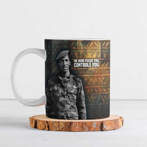 Thomas Sankara Ceramic Mug Burkina Faso Africa Self-Reliance Message and Military Portrait - African Pride