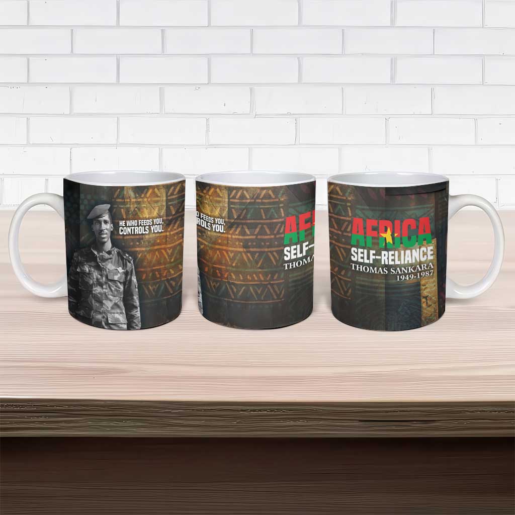 Thomas Sankara Ceramic Mug Burkina Faso Africa Self-Reliance Message and Military Portrait - African Pride