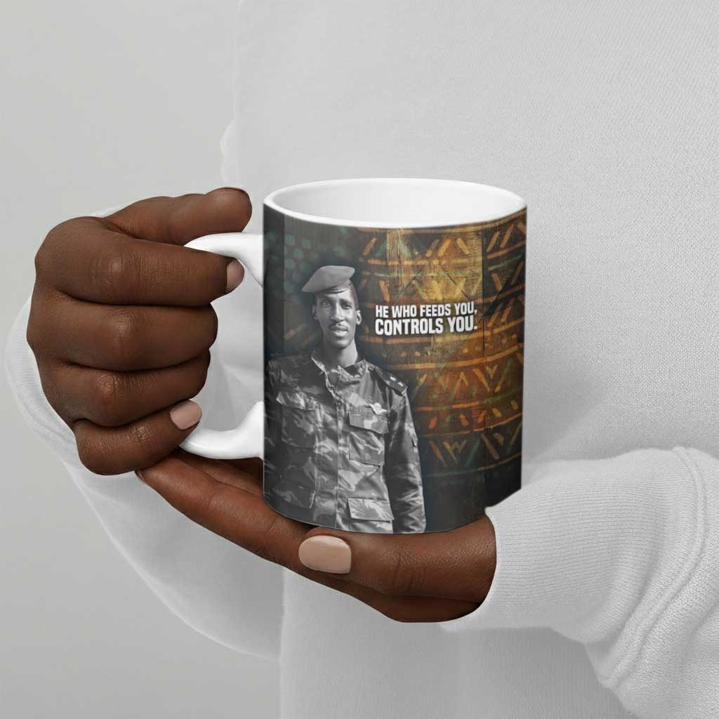 Thomas Sankara Ceramic Mug Burkina Faso Africa Self-Reliance Message and Military Portrait - African Pride