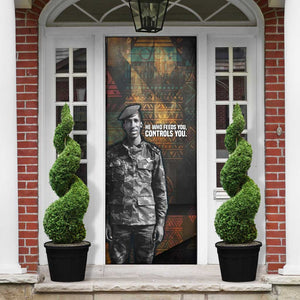 Thomas Sankara Door Cover Burkina Faso Africa Self-Reliance Message and Military Portrait - African Pride